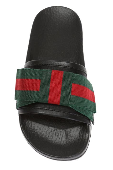 gucci web ribbon slides|fluffy Gucci slides.